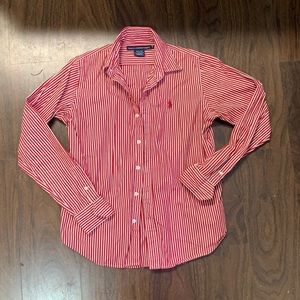 Red and white striped Ralph Lauren button down
